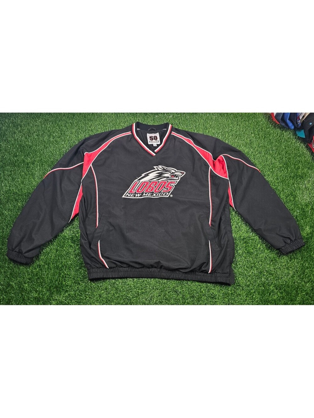 Vtg UNM Lobos New Mexico Pullover Sweatshirt XL Black Red